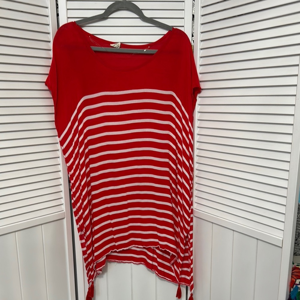 Body Glove Red and White Striped Tunic